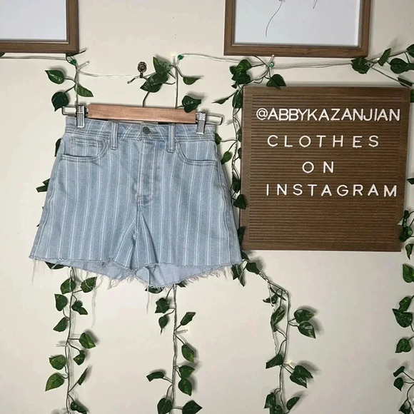 Hollister Pants - Hollister Striped “Ultra High Rise Mom Short 3” Jean Shorts